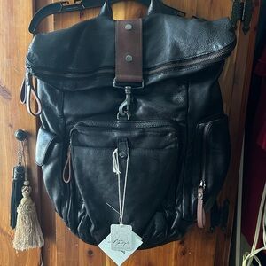 Free People Dark Leather Backpack